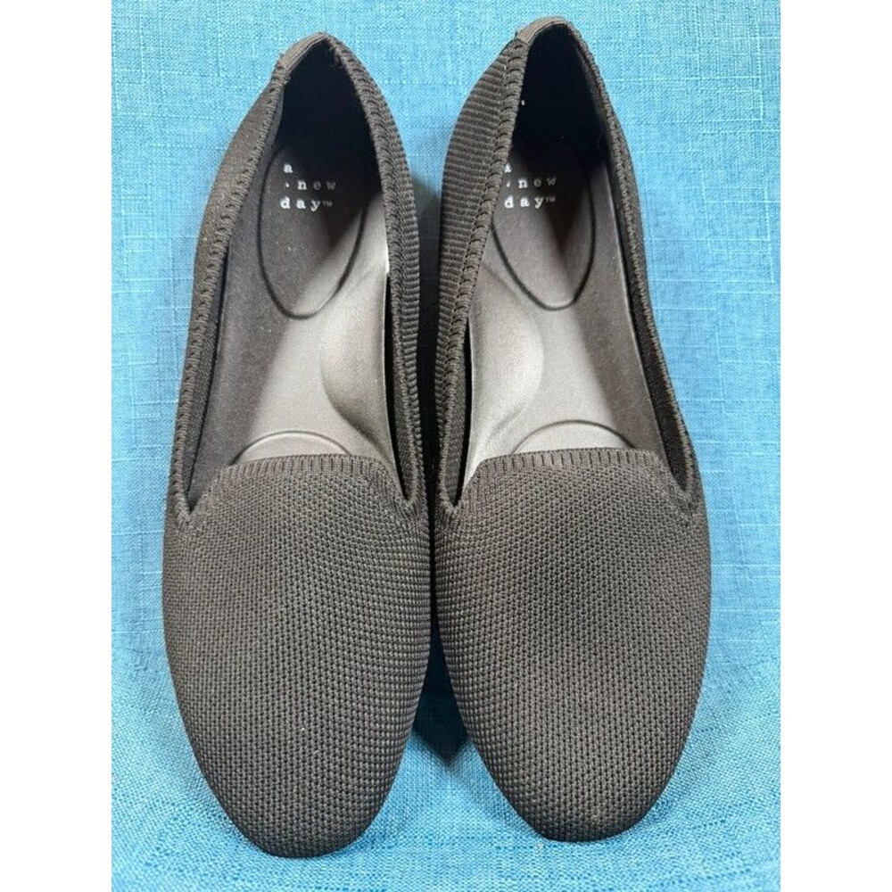A New Day Etta Black Knit Washable Loafers Flats Size 8 NWOT